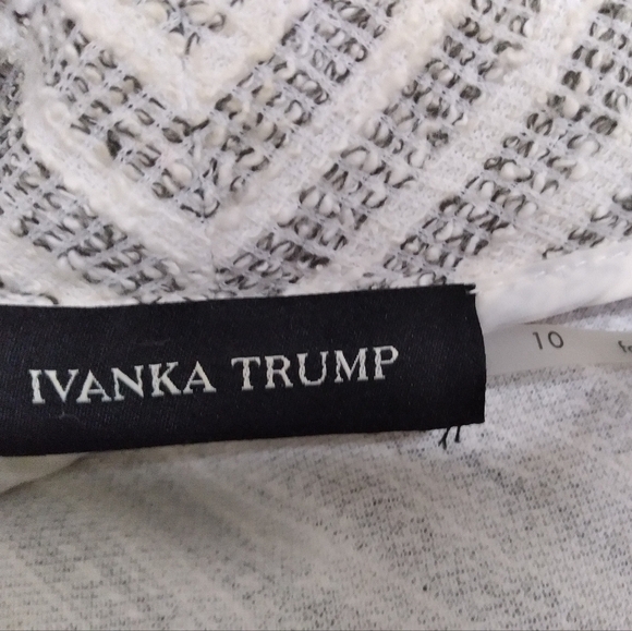 Ivanka Trump | Fringed black & white boucle open front jacket - Picture 6 of 8